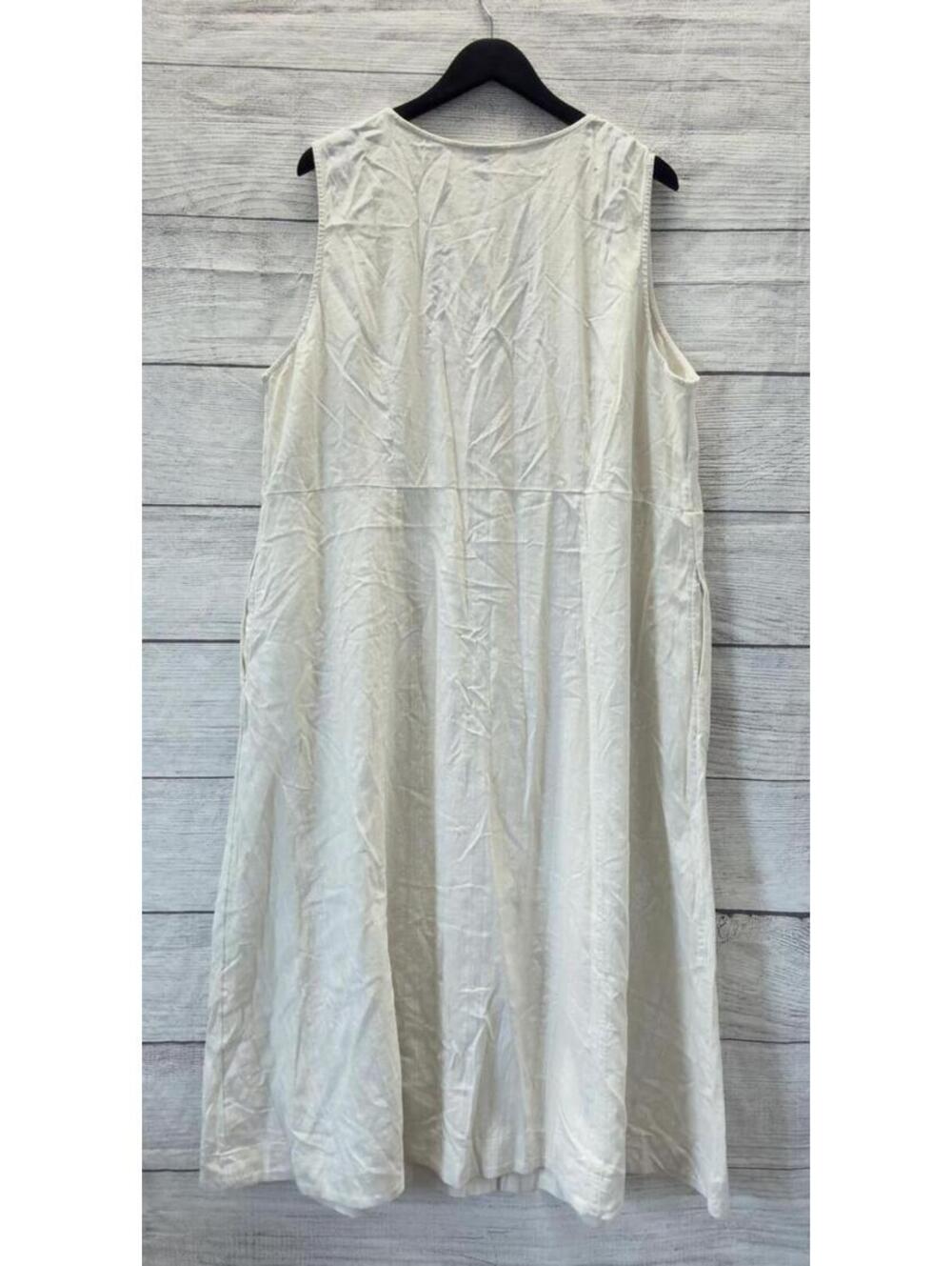 Universal Thread Cream Striped Linen Button Up Maxi Dress Women Size 2X - Picture 2 of 3